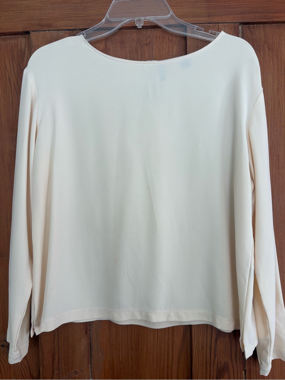 Ellen Tracy Cream Silk Long-Sleeve Top Size 14 Vintage